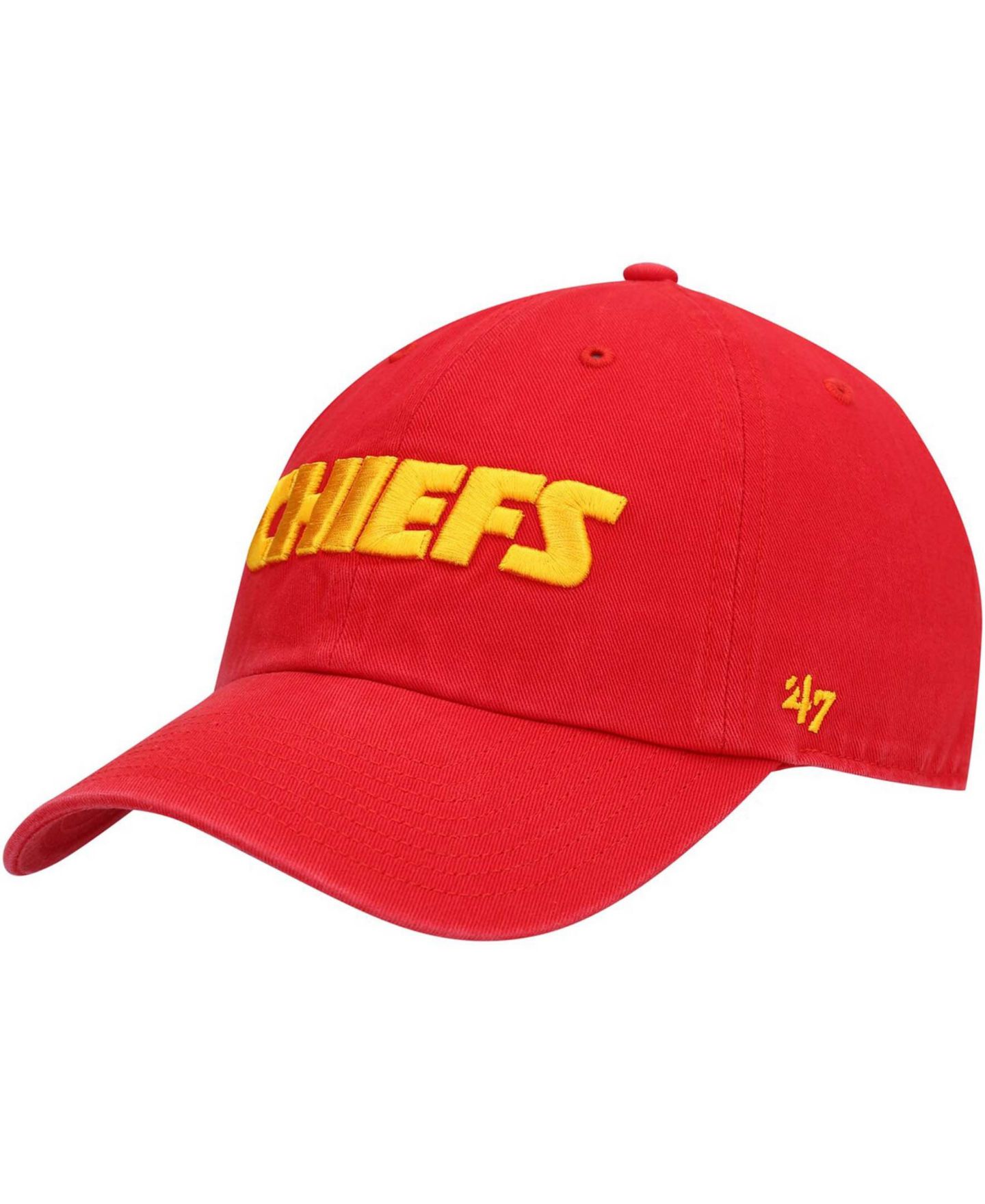 Мужская кепка '47 Brand Red Kansas City Chiefs Clean Up Script Adjustable Hat — фото 2