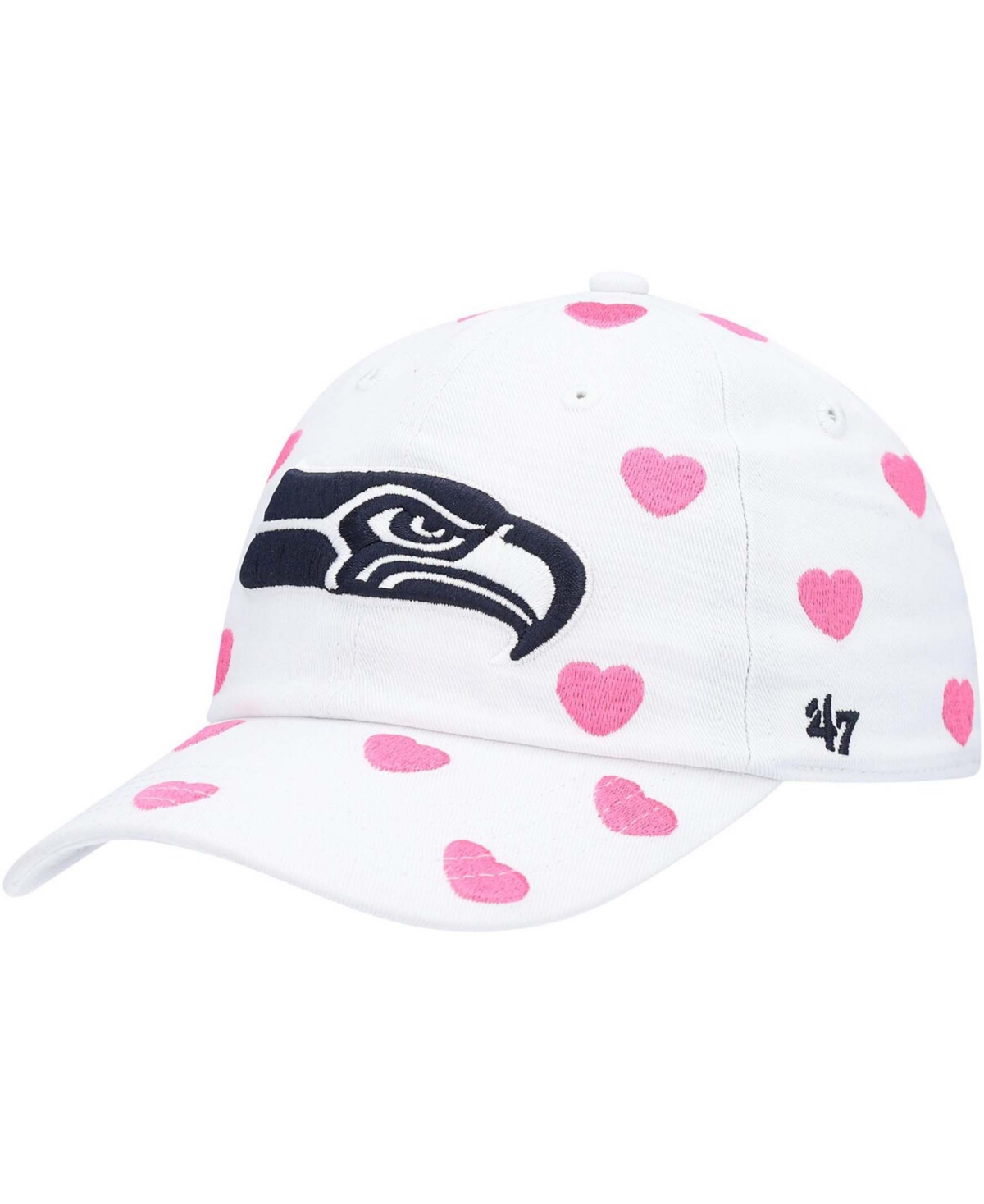 47 Brand Babies' Little Girls White Seattle Seahawks Surprise Clean Up Adjustable Hat