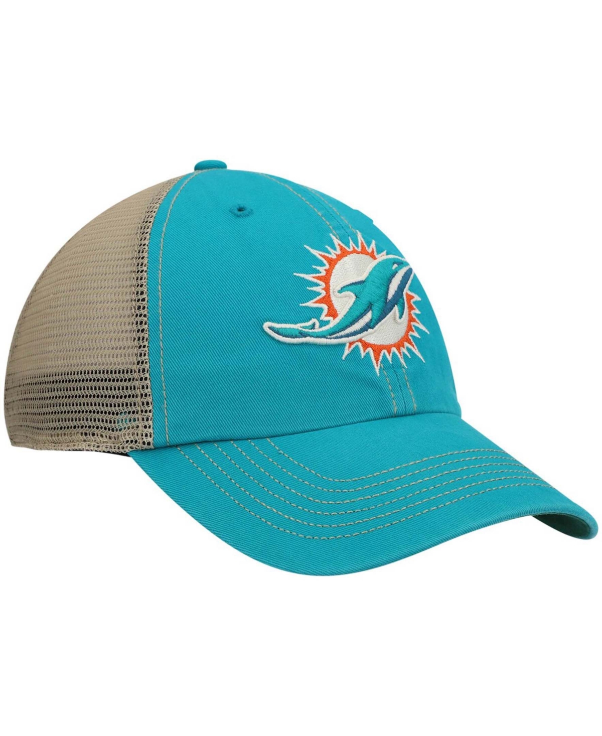 47 Brand Men's Aqua, Natural Miami Dolphins Trawler Trucker Clean Up Snapback Hat In Aqua,natural