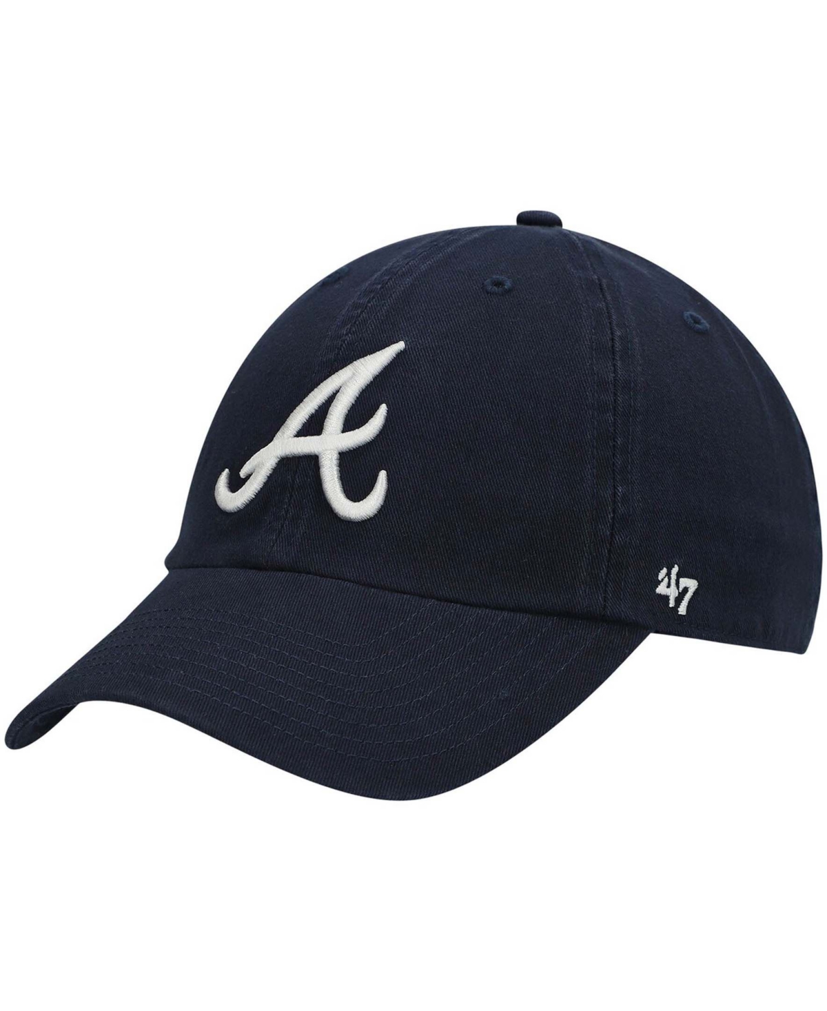 47 Brand Boys Navy Atlanta Braves Team Logo Clean Up Adjustable Hat In Navy