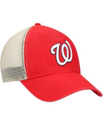 Men's Red, Natural Washington Nationals Flagship Washed MVP Trucker Snapback Hat