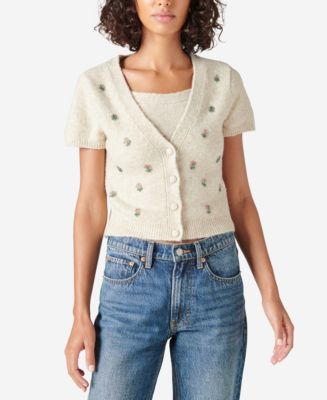 Lucky Brand Embellished Button-Front Cardigan - Macy's