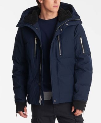 Karl Lagerfeld Paris Men's Faux Fur-Lined Down Jacket - Black - Size L