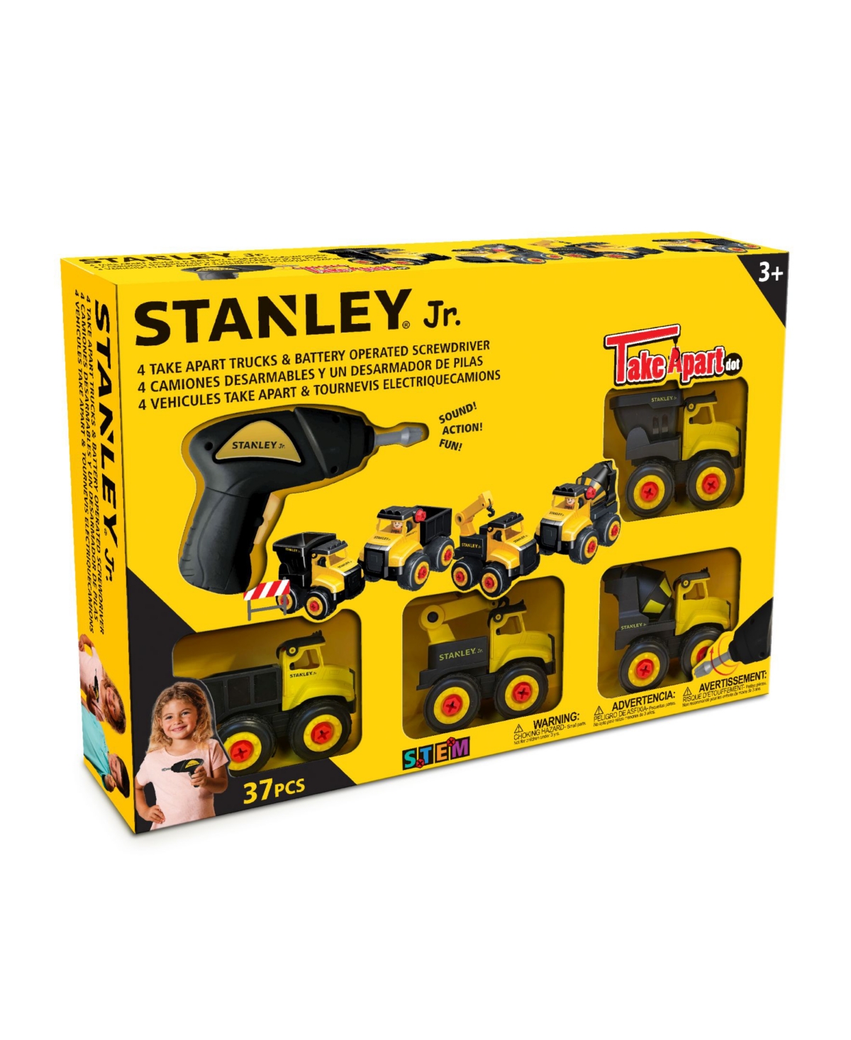 Shop Stanley Jr. 37 Piece Take Apart Dot Trucks Set In Black,yellow