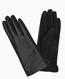 Women's Vegan Leather Stitched Touchscreen Gloves