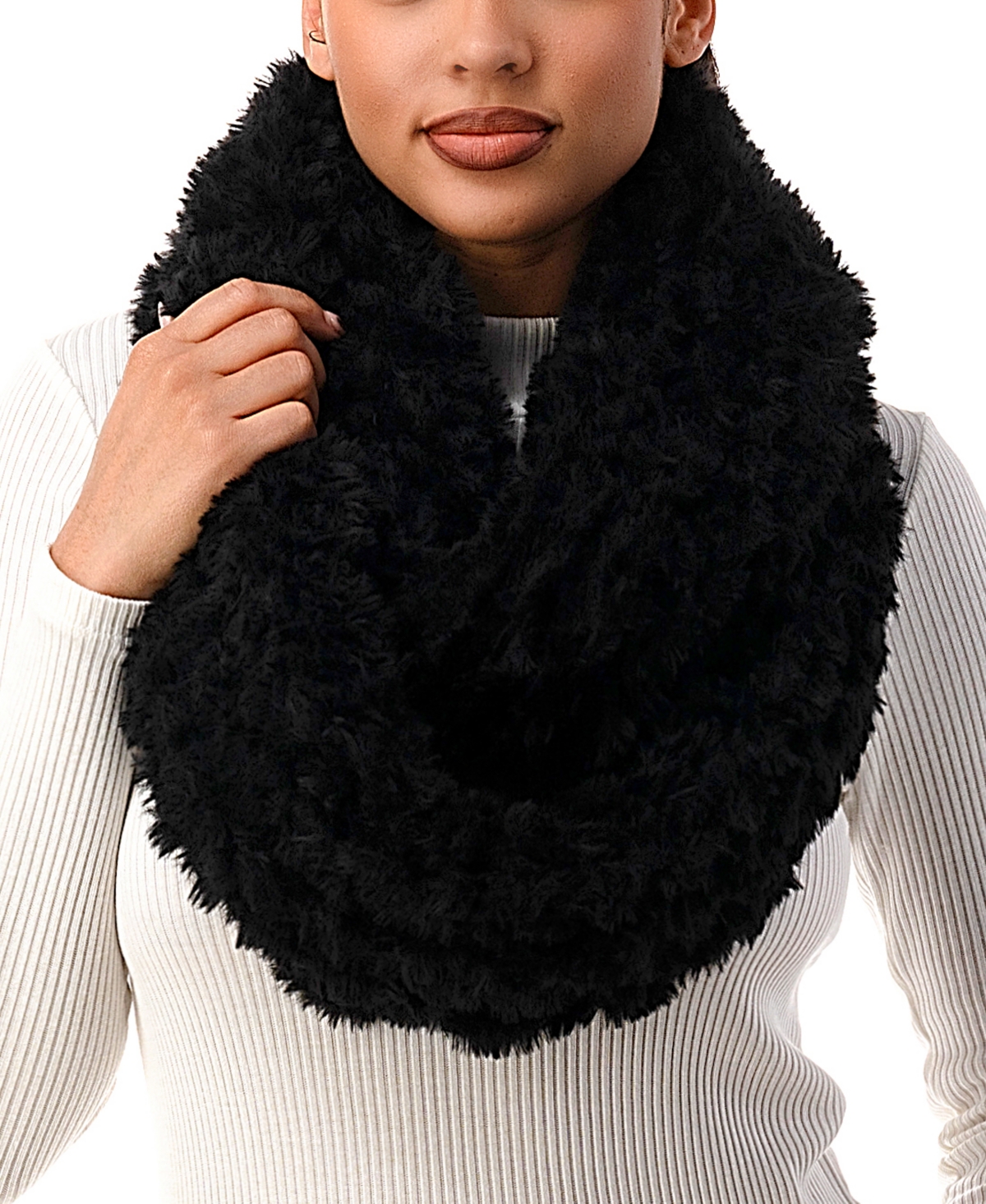 Marcus Adler Women's Ombre Faux Fur Ultra Soft Infinity Scarf In Black