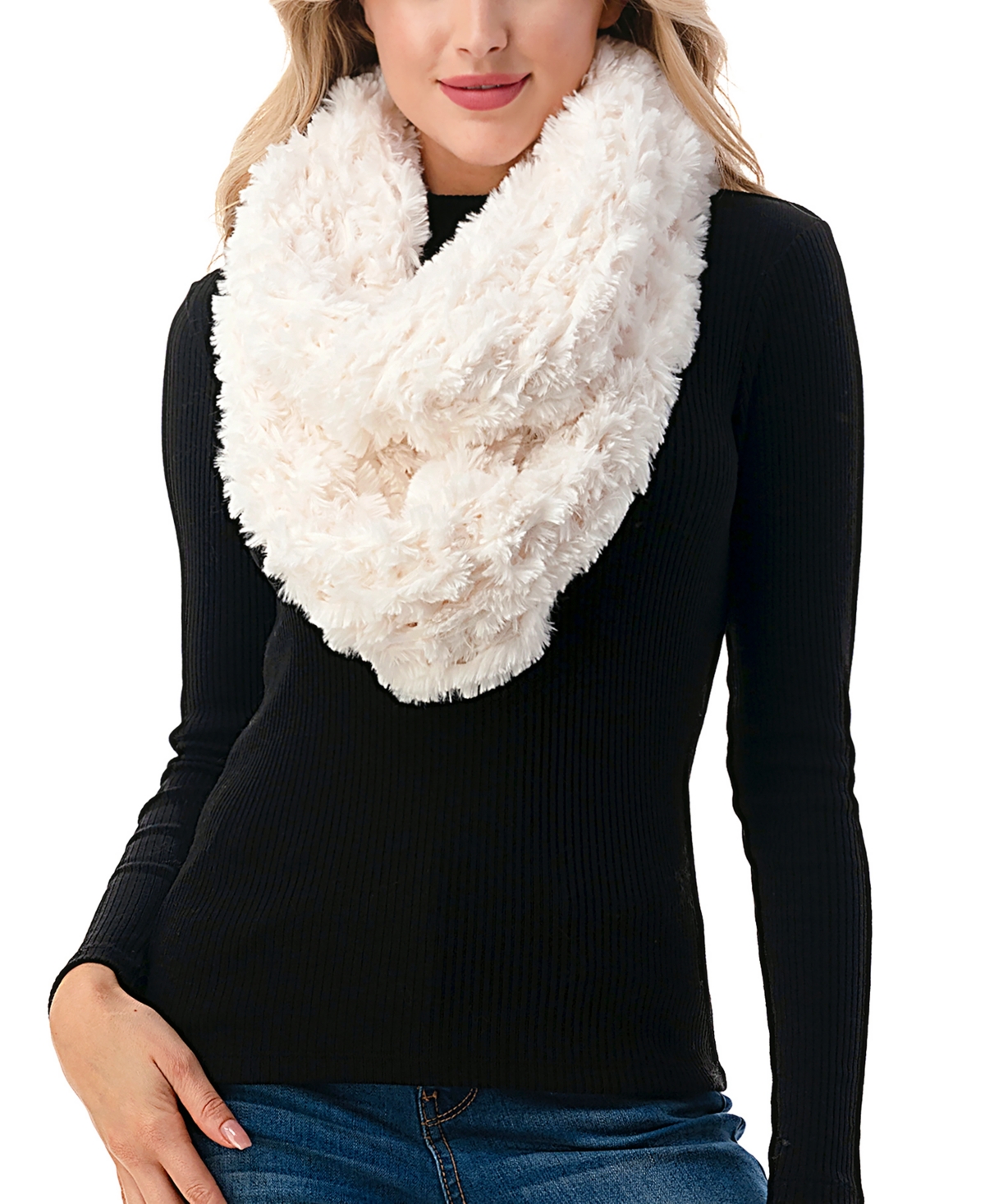 Marcus Adler Women's Ombre Faux Fur Ultra Soft Infinity Scarf In Ivory
