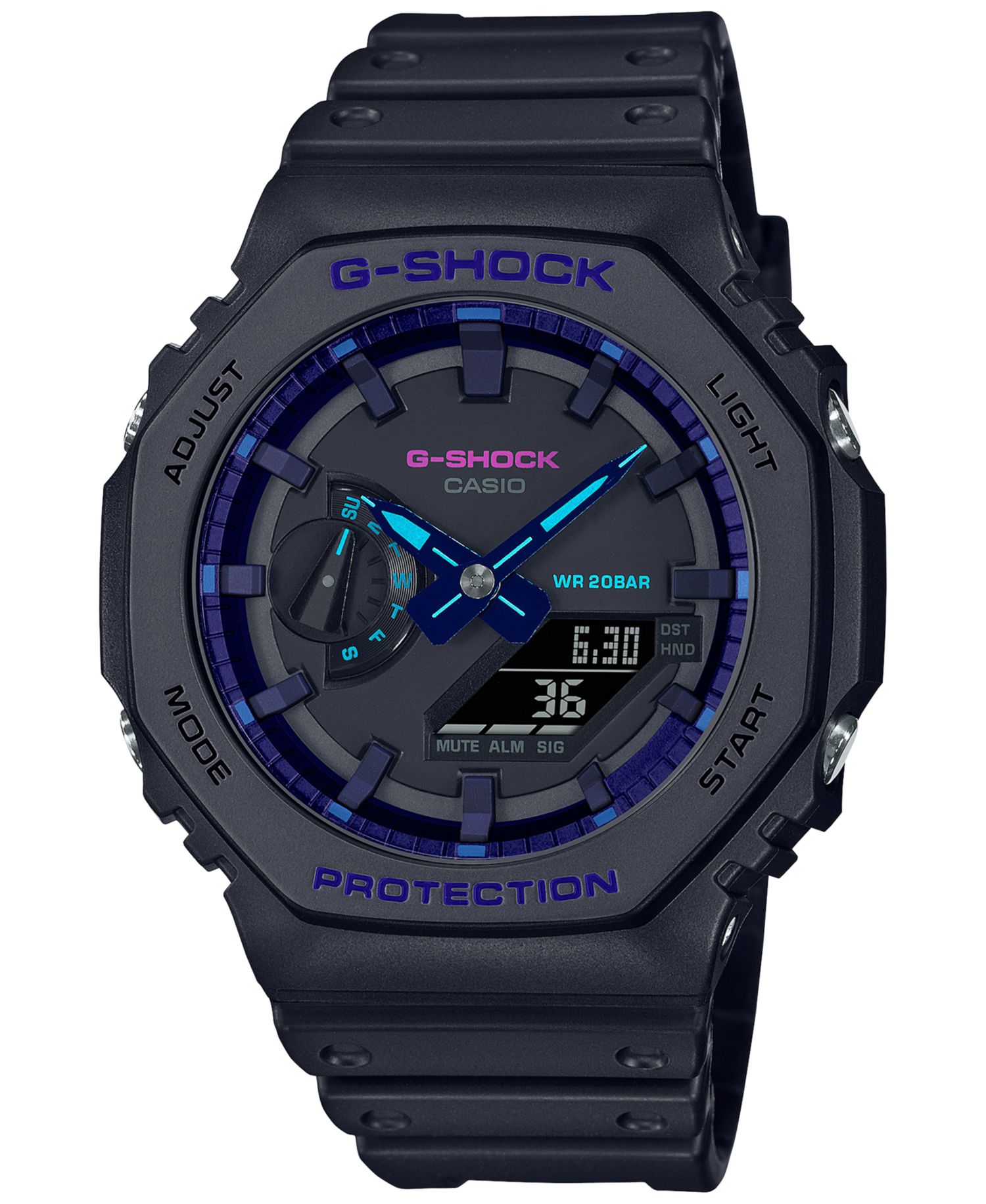 Men's Black Resin Strap Watch, 45.4mm