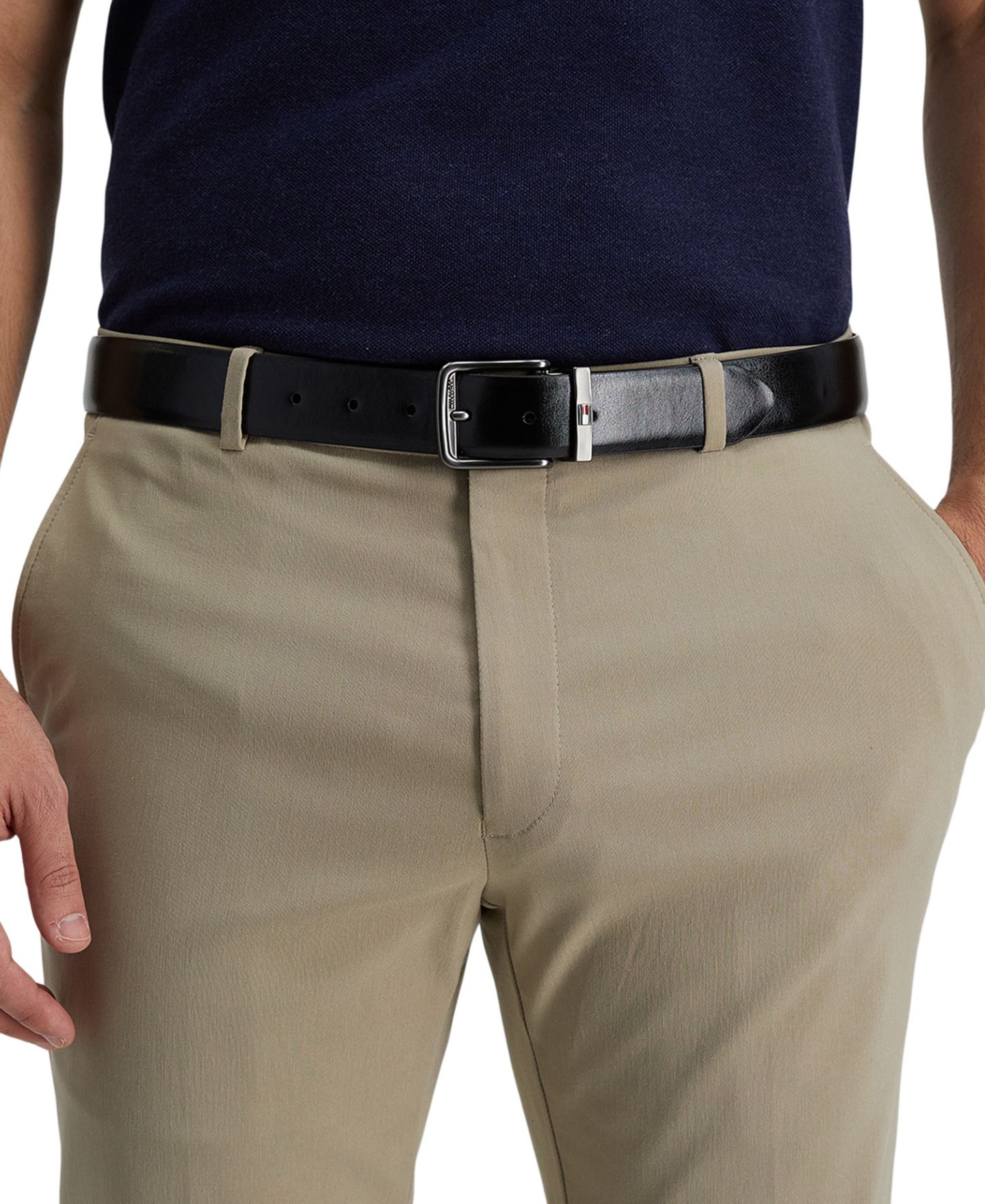 Мужской ремень Tommy Hilfiger Reversible Harness Buckle Stretch Belt, цвет: Чёрный / Рыжевато-коричневый — фото 4