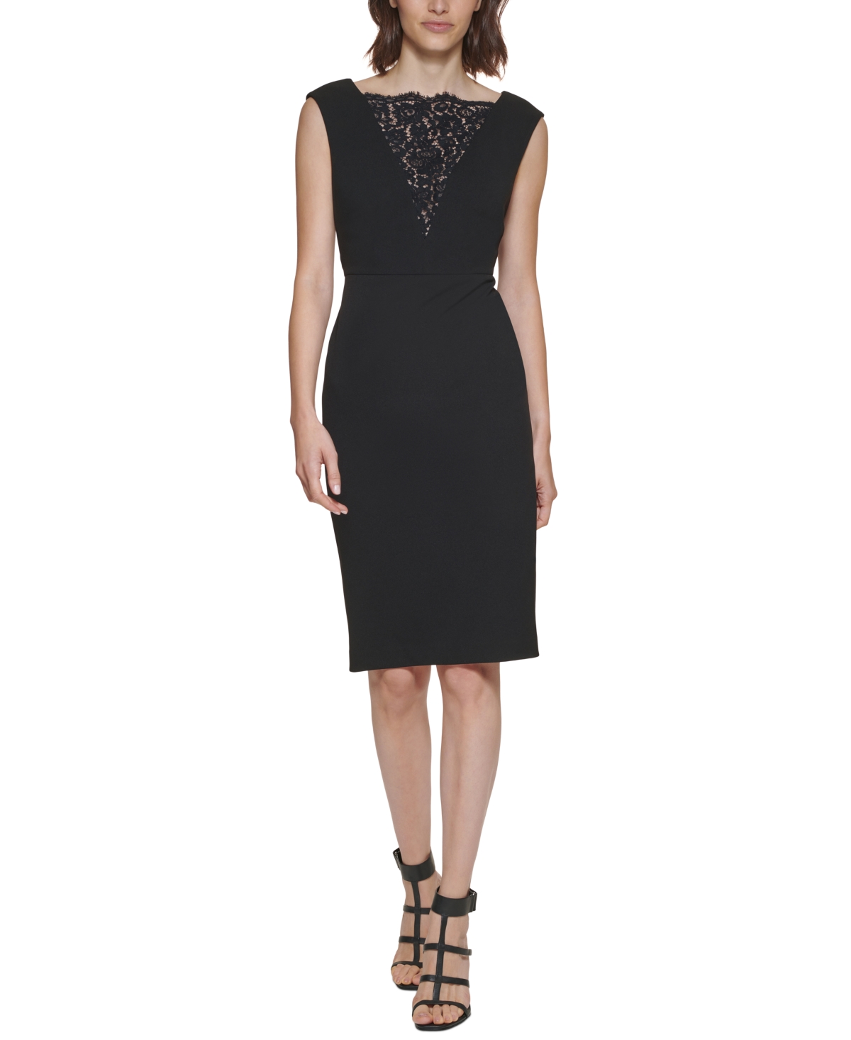 Calvin Klein Petite Lace Inset Sheath Dress Macy s