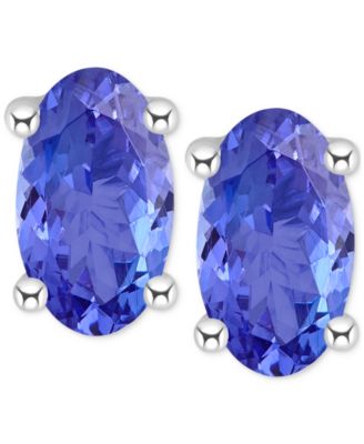 Ruby Oval-Cut Stud Earrings in 14k White Gold (Also in Emerald)