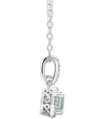 Aquamarine Solitaire 18" Pendant Necklace (3/8 ct. t.w.) in Sterling Silver