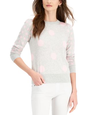 Charter Club Puffed-Shoulder Polka-Dot Sweater, Created for Macy's - Macy's