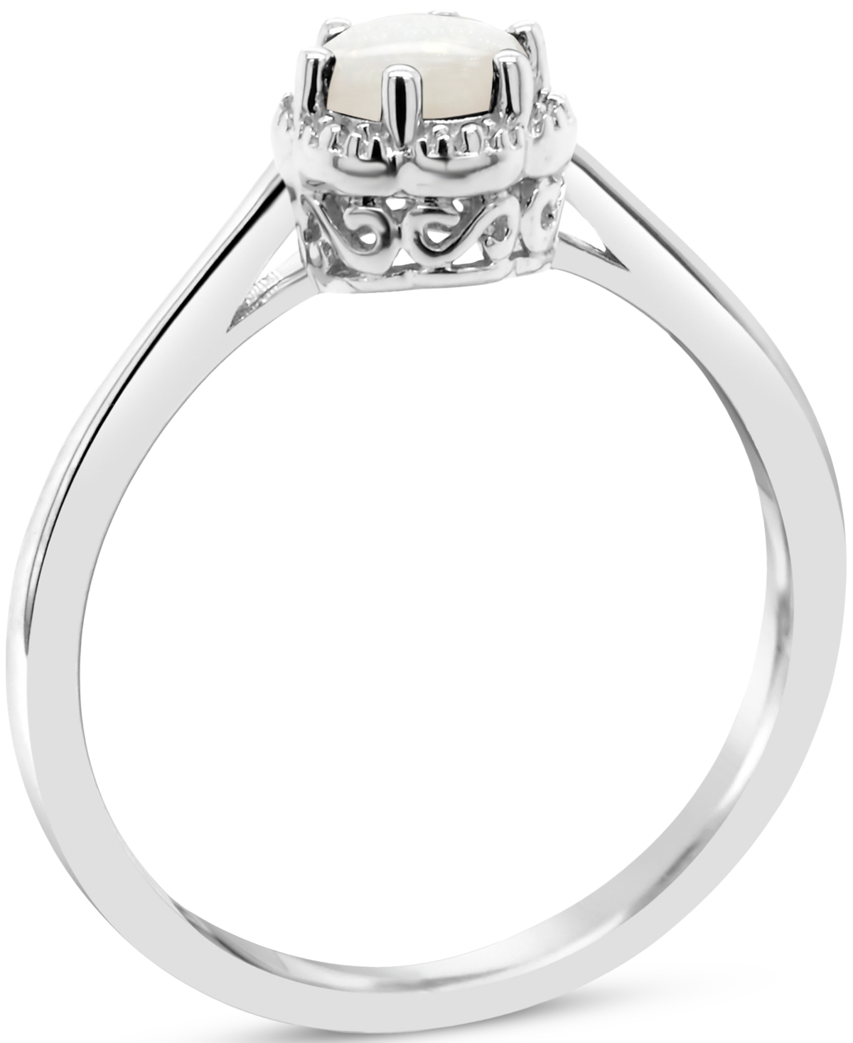 Six Prong Solitaire Ring (1/3 ct. t.w.) in Sterling Silver (Also in Aquamarine) - Opal