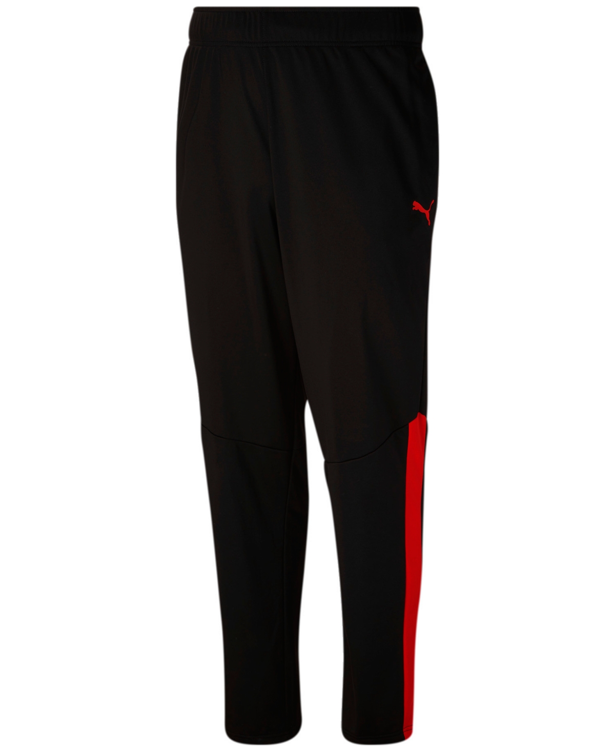 Puma Men's Contrast Panel Tricot Sweatpants In Black,high Risk Red