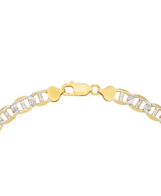 Men's Two-Tone Diamond Cut Mariner Link 24" Chain Necklace in Sterling Silver & 14k Gold-Plate
