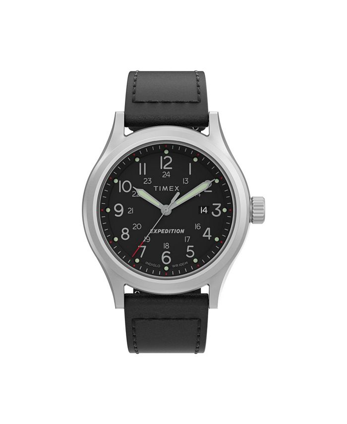 Timex Men's Expedition Sierra Black Leather Strap Watch 41 mm & Reviews -  All Watches - Jewelry & Watches - Macy's