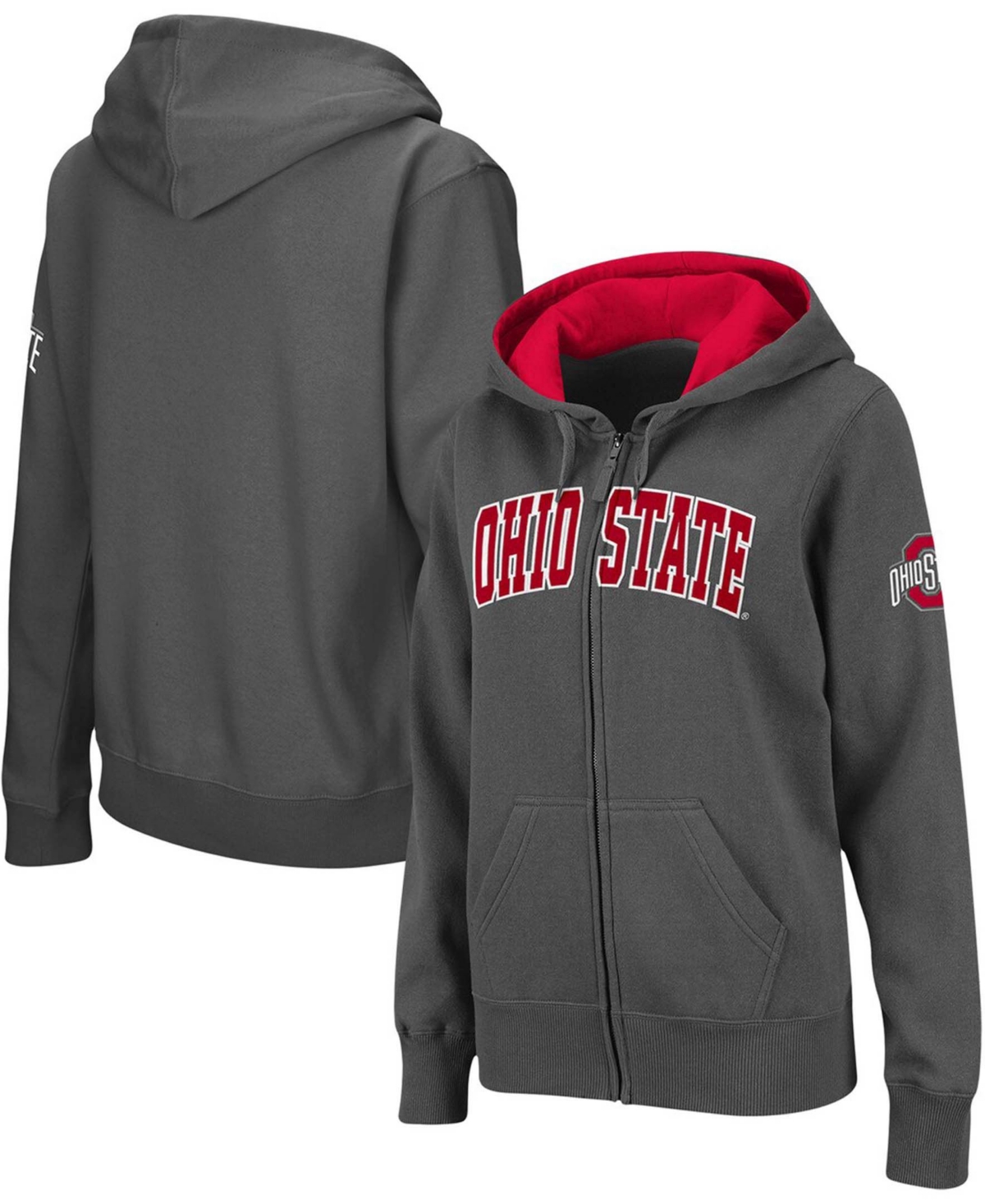 Women's Charcoal Ohio State Buckeyes Arched Name Full-Zip Hoodie - Charcoal