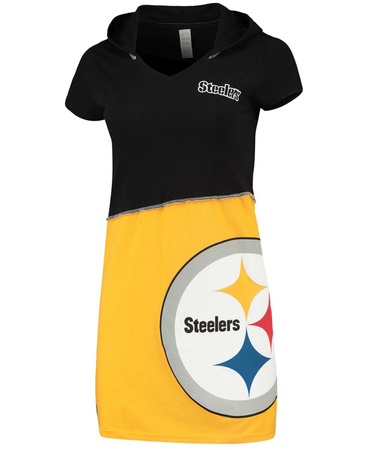Women's Black, Gold-Tone Pittsburgh Steelers Hooded Mini Dress - Black, Gold-Tone