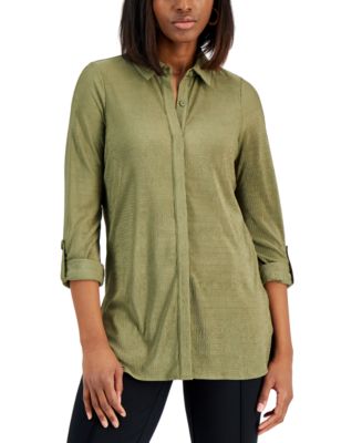 Alfani Textured Button Tunic, Created for Macy's - Macy's