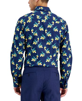 Bar III Men's Slim Fit Lemon-Print Dress Shirt, Created for Macy's