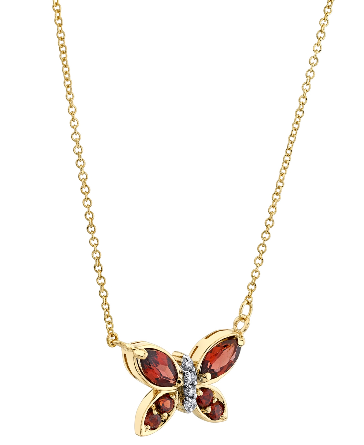 Rhodolite(3/4 ct. t.w.) & Diamond (1/20 ct. t.w.) Butterfly 18
