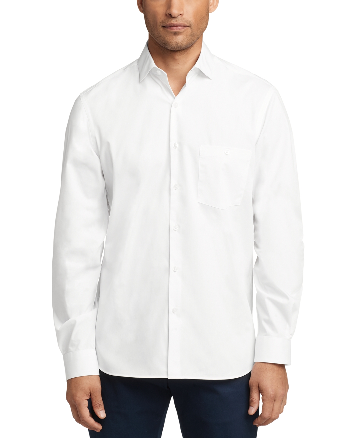 Men's Slim-Fit Never-Tuck Dress Shirt - White