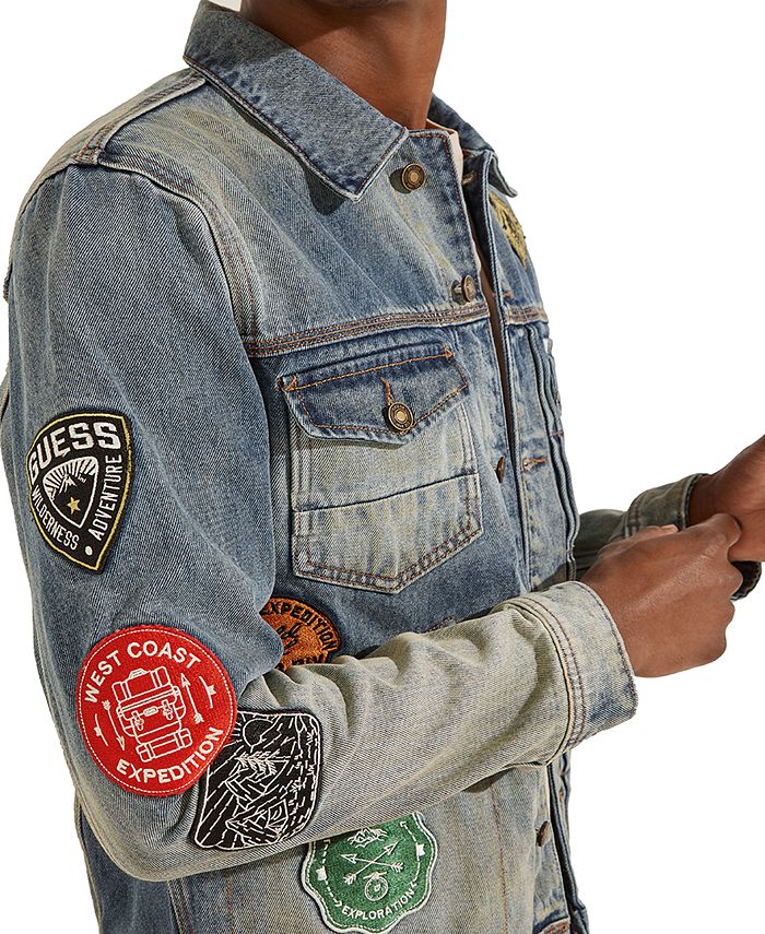 GUESS Men's Dillon Heritage Patch Denim Jacket - Macy's
