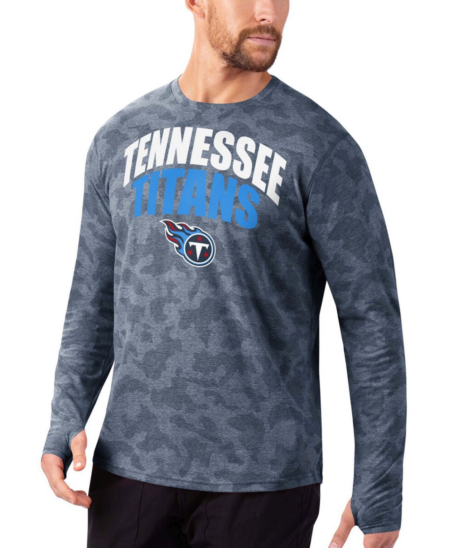 Мужская футболка MSX by Michael Strahan Navy Tennessee Titans Camo Long Sleeve — фото 2