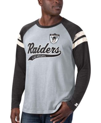 Men's Silver and Black Las Vegas Raiders Throwback League Raglan Long Sleeve Tri-Blend T-shirt