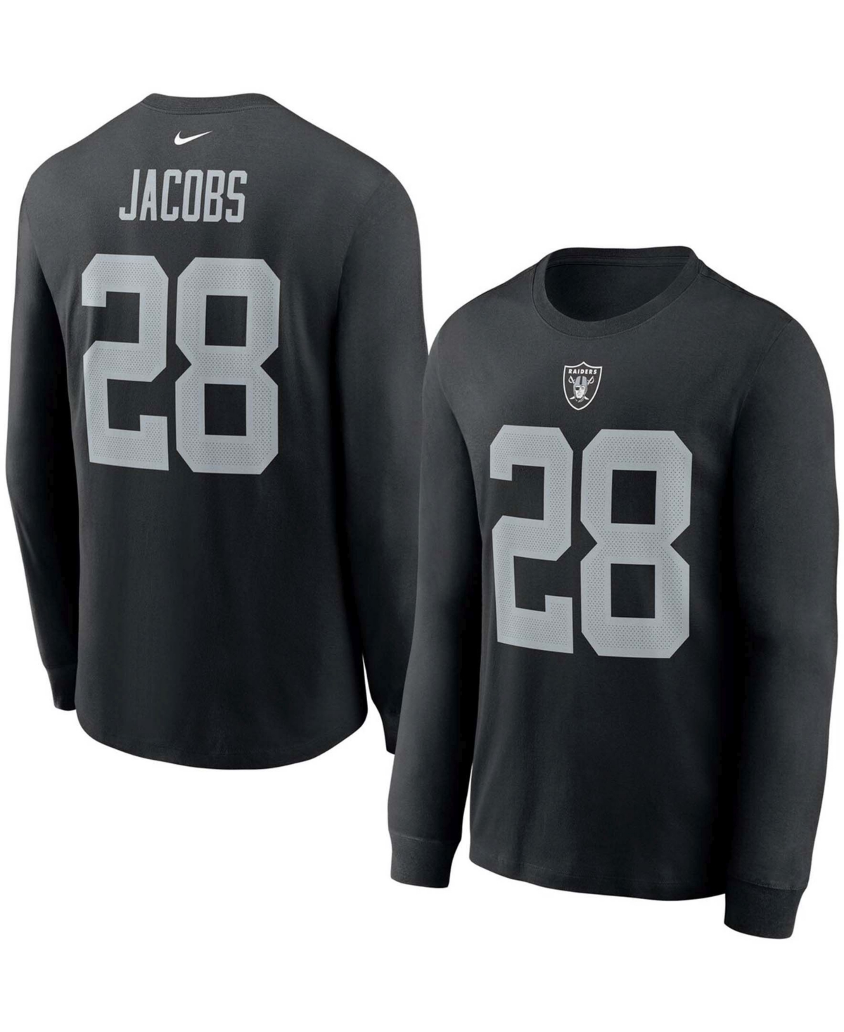 Men's Josh JacobsLas Vegas Raiders Player Name and Number Long Sleeve T-shirt - Black