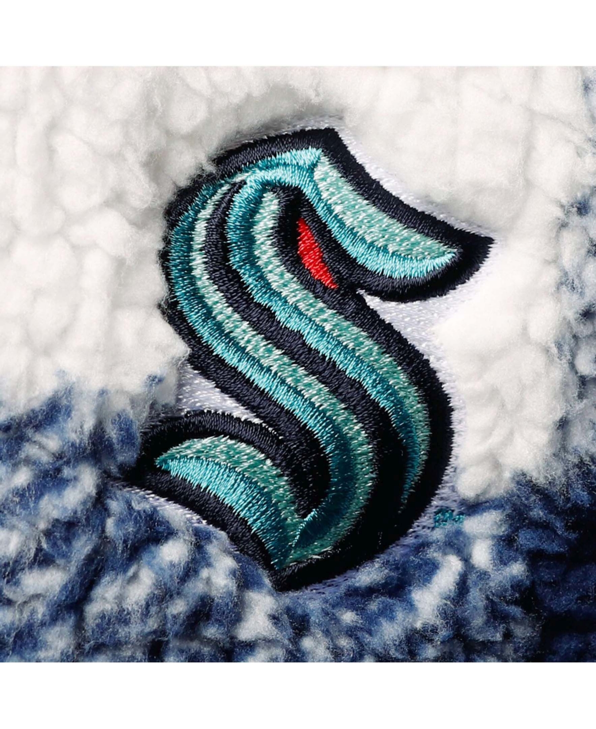 G-III 4HER BY CARL BANKS WOMEN'S DEEP SEA BLUE AND WHITE SEATTLE KRAKEN PLAID SHERPA QUARTER-ZIP JACKET 