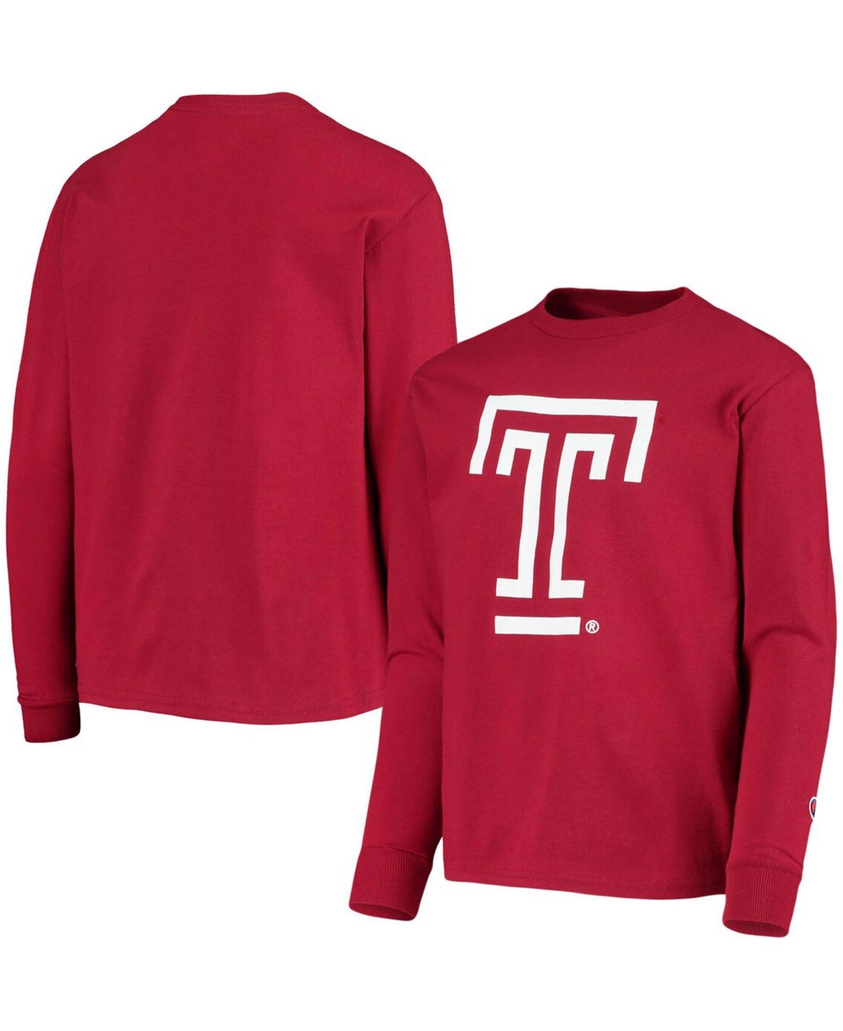 Big Boys and Girls Cherry Temple Owls Lockup Long Sleeve T-shirt