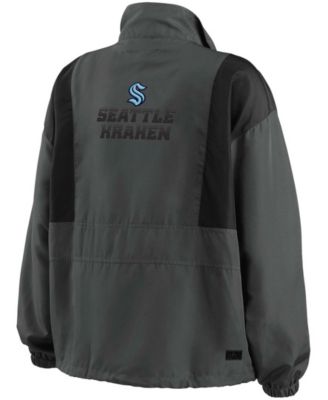 Women's Charcoal Seattle Kraken Popover Packable Half-Zip Jacket