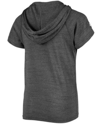 Big Boys Heather Black Chicago White Sox Raglan Short Sleeve Pullover Hoodie