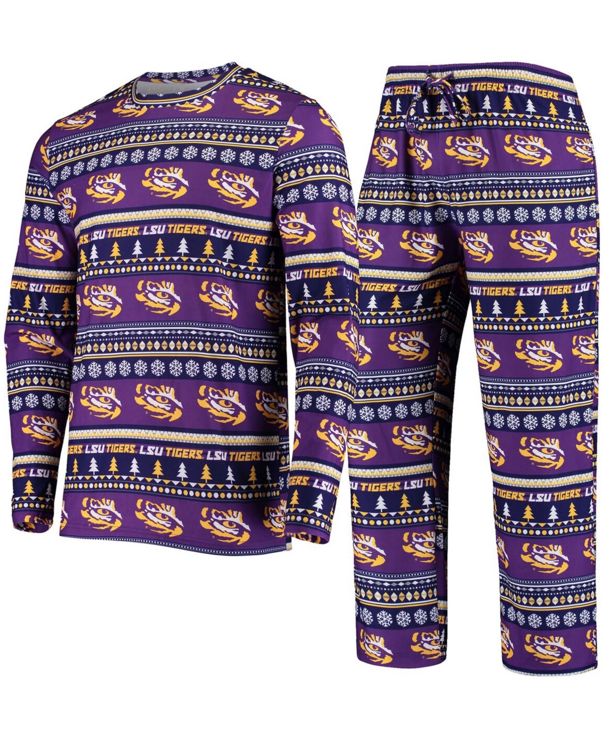 Men's Purple Lsu Tigers Ugly Sweater Knit Long Sleeve Top and Pant Set - Purple