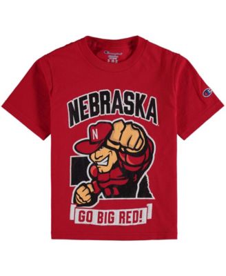 Big Boys and Girls Scarlet Nebraska Huskers Strong Mascot T-shirt