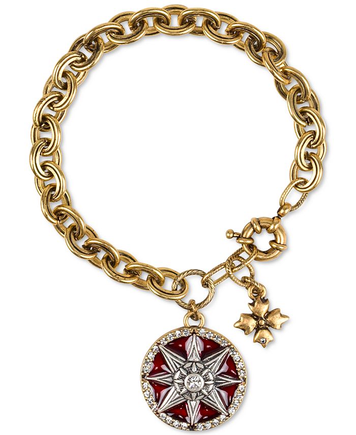 Patricia Nash TwoTone Rhinestone Compass Charm Link Bracelet Macy's