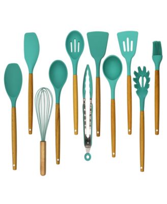 Silicone Spatula with Wooden Handles Set, 11 Pieces