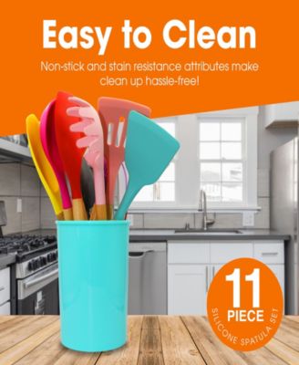 Silicone Spatula with Wooden Handles Set, 12 Pieces