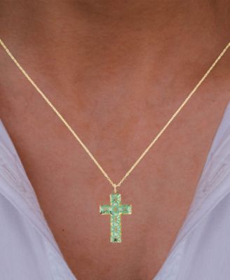 Enamel Cross Overlay 18" Pendant Necklace in 14k Gold