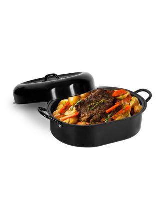 GraniteStone - Granite Stone Diamond 18.8" Nonstick Titanium and Diamond Infused Round Roaster Pan with Lid