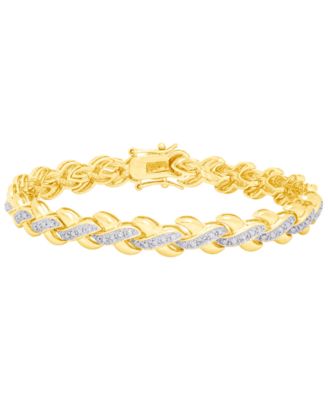 Macy's Diamond Accent X Weave Bracelet in Fine Gold Plate or Fine ...