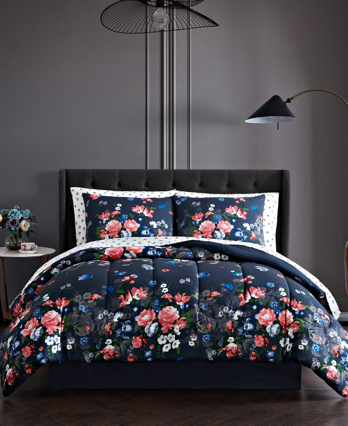 Hallmart Collectibles Marjane Reversible 8-pc. Comforter Set Bedding In Navy Multi