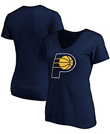 Women's Navy Indiana Pacers Primary Logo Team V-Neck T-shirt