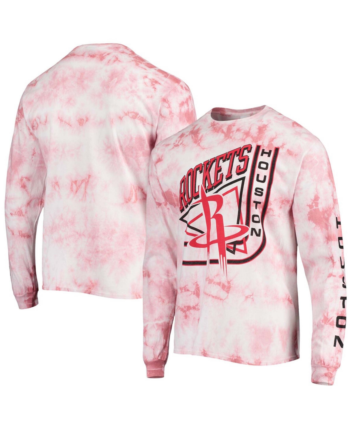 Men's Red Houston Rockets Throwback Tie-Dye Long Sleeve T-shirt - Red