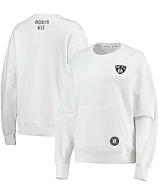 Women's White Brooklyn Nets Camila Crew Pullover Sweatshirt