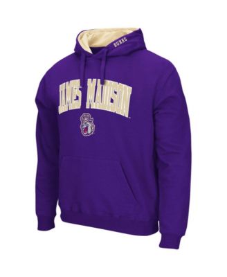 Men's Purple James Madison Dukes Arch and Logo Pullover Hoodie