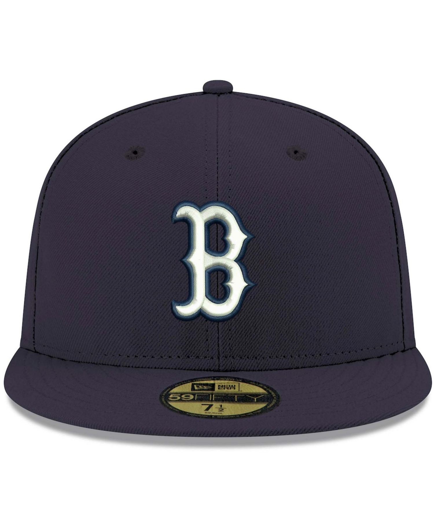 Men's Navy Boston Red Sox Logo White 59FIFTY Fitted Hat