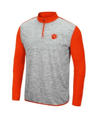 Men's Heathered Gray, Orange Clemson Tigers Prospect Quarter-Zip Jacket